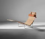 Hammock chair, model no. PK 24 by Poul Kjærholm, designed 1965, produced 1977, cane, stainless steel, Niger leather, sold Nov 2018