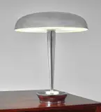 Desk lamp, model no. D 4639 by Stilnovo, 1950s, chromium-plated aluminium, chromium-plated metal, opaque glass, sold Nov 2018