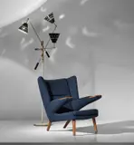 Rare 'New Papa Bear' armchair, model no. AP69 by Hans J. Wegner, designed 1969, teak, fabric, sold Nov 2018
