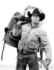 Donny Baize, Cowboy, J.R. Green Cattle Company, Shackelford County, Texas, March 18 by Laura Wilson, 1997, Gelatin silver print, offered Feb 2017