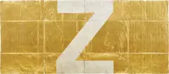 Alphabet (Z) by Danh Vō, 2011, gold leaf on unfolded cardboard box, sold May 2017