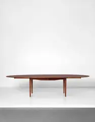 Finn Juhl, Rare and large extendable dining table, model no. FJ 49 T, Designed 1949, Brazilian rosewood-veneered wood, Brazilian rosewood