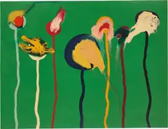 Untitled by Sadamasa Motonaga, 1965, oil, synthetic resin paint on canvas laid down on panel, sold May 2017