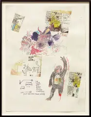Jean-Michel Basquiat, Hong Kong, 1985, graphite, coloured pencil and Xerox collage on paper