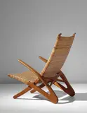 Rare 'Dolphin' folding armchair, model no. JH510 by Hans J. Wegner, designed 1950, produced late 1950s, oak, cane, brass, offered Nov 2017