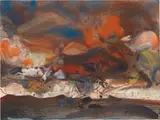 Hong Kong No.25 by Chu Teh-chun, 1997, gouache and watercolour on paper laid on canvas, sold Nov 2017