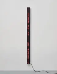 Jenny Holzer, Shark, 2003, vertical electronic LED sign with red and white (pink) diodes and black aluminum housing