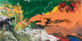 P15 Flow by Gerhard Richter, 2013, lacquer on glass mounted on Alu Dibond, sold Nov 2017