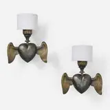 Blackman Cruz Workshop, Winged-heart sconces from the Collection of Jim Carrey, pair