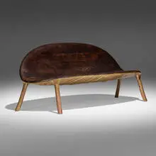Valentin Loellmann, Settee, 2015, brass, charred oak