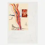 Liquid and Gaseous Television (from the Imaginations and Objects of the Future portfolio) by Salvador Dalí, 1975, lithograph in colors and etching with collage, sold Sep 2024