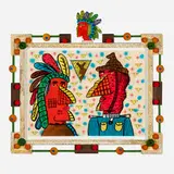 Roy De Forest, Dogman and Indian, 2006, lithograph in colors with hand-painted elements in artist's frame