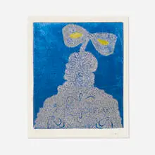 Enrico Baj, La Princesse Ira von Fürstenberg Hohenlohe, 1967, engraving in colors with foil
