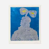 Enrico Baj, La Princesse Ira von Fürstenberg Hohenlohe, 1967, engraving in colors with foil
