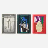 Mimmo Paladino, Three works, 1990, screenprint with woodcut, etching, aquatint, drypoint, carborundum, and collage in colors on Arches
