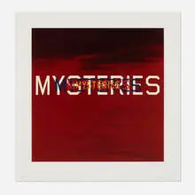 Ed Ruscha, Mysteries, 2021, lithograph in colors on Entrada