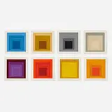 Josef Albers, White Line Squares, Series II sample portfolio, 1967, lithograph in colors, embossing