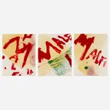 Julian Schnabel, Malfi (triptych), 1997, screenprint in colors with monotype and resin on primed Rising Museum Board