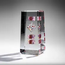 Red Rum by Jon Kuhn, 1997, ground, polished, and laminated glass, sold Sep 2025