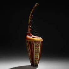 Davide Salvadore, Upright Tiraboson, 2009, hand-blown glass, inciso and battuto surface, leather string