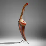 Davide Salvadore, Grande Tiraboson, c. 2010, hand-blown glass, inciso and battuto surface, leather string, patinated metal