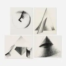 Collection of four works by Stanislav Libenský and Jaroslava Brychtová, charcoal on paper, sold Sep 2025