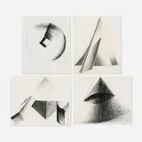 Collection of four works by Stanislav Libenský and Jaroslava Brychtová, charcoal on paper, sold Sep 2025