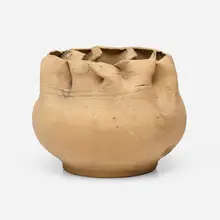 Vase by George E. Ohr, 1898-1910, glazed earthenware, sold Sep 2025
