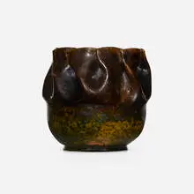 Vase by George E. Ohr, 1897-1900, glazed earthenware, sold Sep 2025