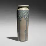 Marblehead Pottery, Rare and Tall vase with stylized tree of life, 1908-20, glazed earthenware