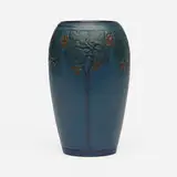 Marblehead Pottery, Vase with stylized fruiting trees, 1908-20, glazed earthenware