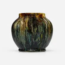 Experimental vase by Hugh C. Robertson for Dedham Pottery, 1896-1908, glazed stoneware, sold Sep 2025