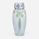Per Algot Erikson for Rörstrand, Monumental reticulated vase with pansies, c. 1900, carved and glazed porcelain