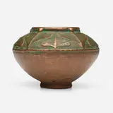 Van Briggle Pottery, Copper-clad vase with leaves