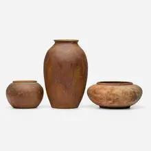Markham Pottery, Collection of three Reseau vases, c. 1910, glazed earthenware