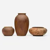 Markham Pottery, Collection of three Reseau vases, c. 1910, glazed earthenware