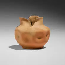 Vase by George E. Ohr, 1906, bisque earthenware, sold Sep 2025