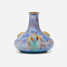 Adelaide Robineau, Rare cabinet vase with scarabs, c. 1915, crystalline-glazed porcelain