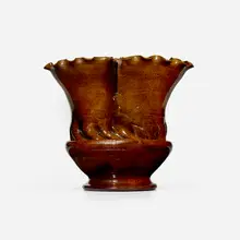 Large vase by George E. Ohr, 1895-96, glazed earthenware, sold Sep 2025