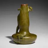 Max Blondat, Rare vase with nude female and frog, c. 1900, glazed stoneware