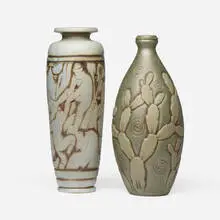 Mougin, Art Deco vases, set of two, c. 1920, glazed stoneware