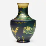 Julia Zsolnay for Zsolnay, Vase with fish, 1900, eosin-glazed earthenware