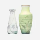 Rörstrand, Vases, set of two, c. 1900, glazed and gilt porcelain