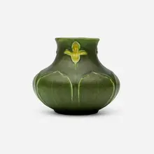 Vase with quatrefoils by Ruth Erickson, 1899-1910, glazed earthenware, sold Sep 2025