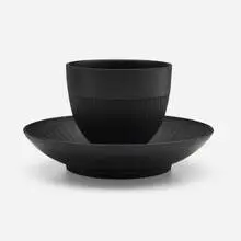 James Turrell, Lapsed Quaker Ware cup and saucer, c. 1998, black basaltware