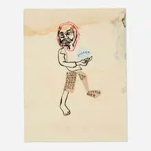 Brian DeGraw, Untitled (Sucker), 1996, mixed media and paper collage on paper