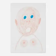 Polly Borland, Big Baby Head, 2021, conté crayon on paper