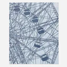 William Steiger, Wonderwheel, 2020, hand-marbled paper, gouache, glue and cut paper collage on panel