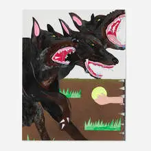 David Heo, Crave, 2020, graphite, crayon, acrylic, gouache and painted paper cutouts collaged on paper