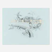 Delia Brown, Untitled Genre Scene (Poolside), 2000, graphite and gouache on Canson paper